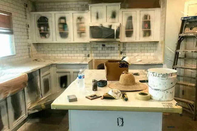 Kitchen cabinets before painting