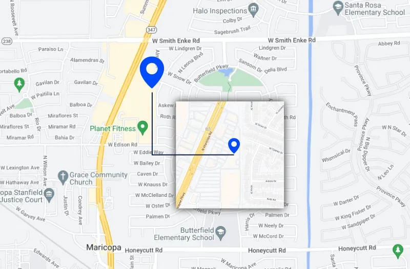 Map of ACP Painting cabinet painting service area in Chandler, AZ
