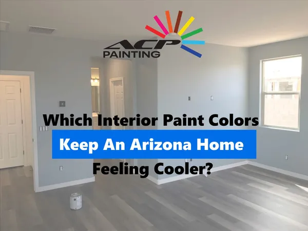 Arizona living room painted a soft blue-gray with white trim and bright window light