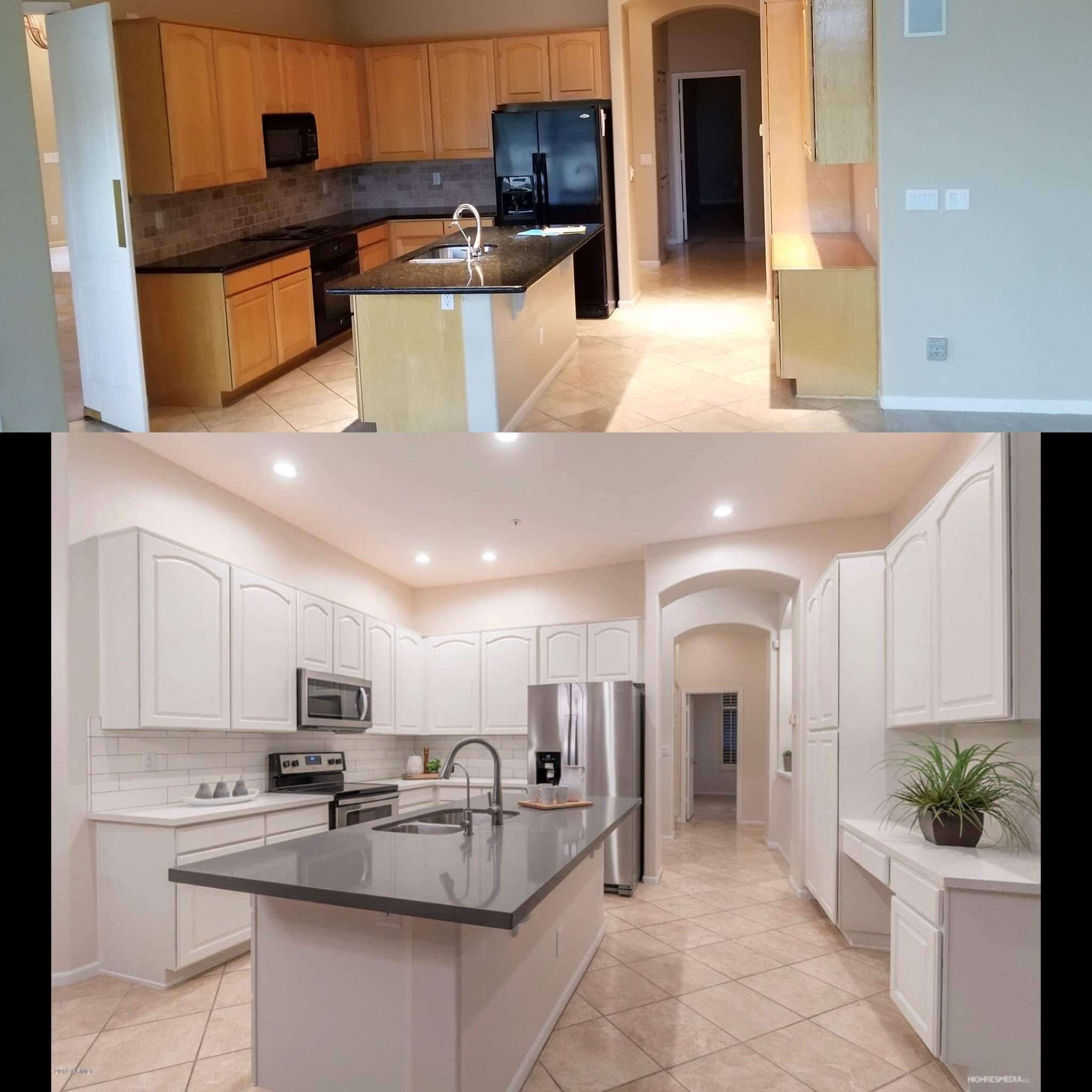 before and after kitchen painting